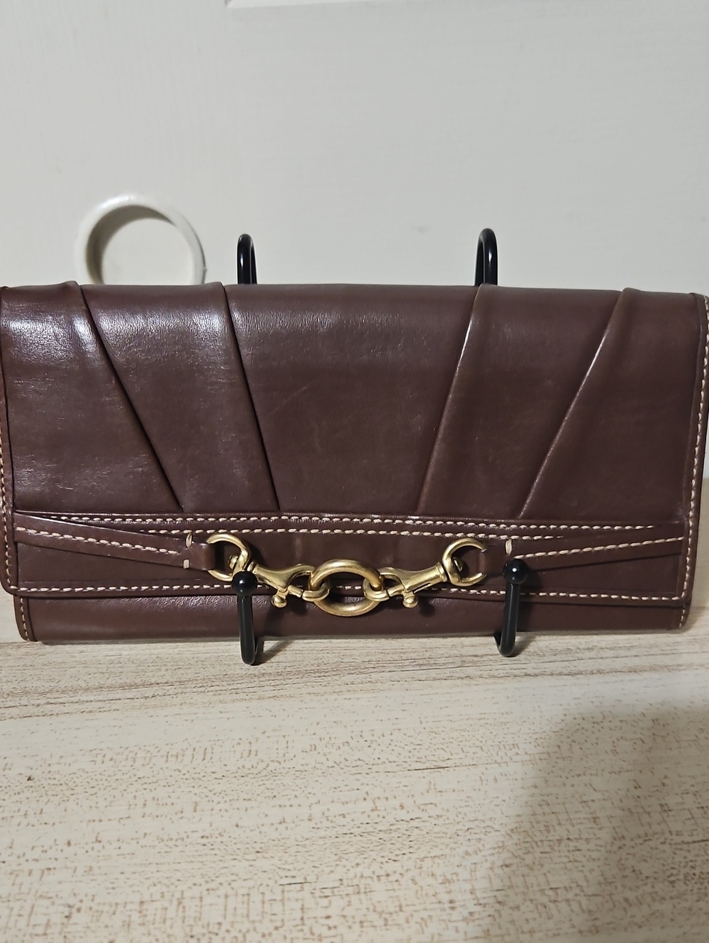 Coach EUC Brown Leather Wallet with Gold-Tone Horsebit